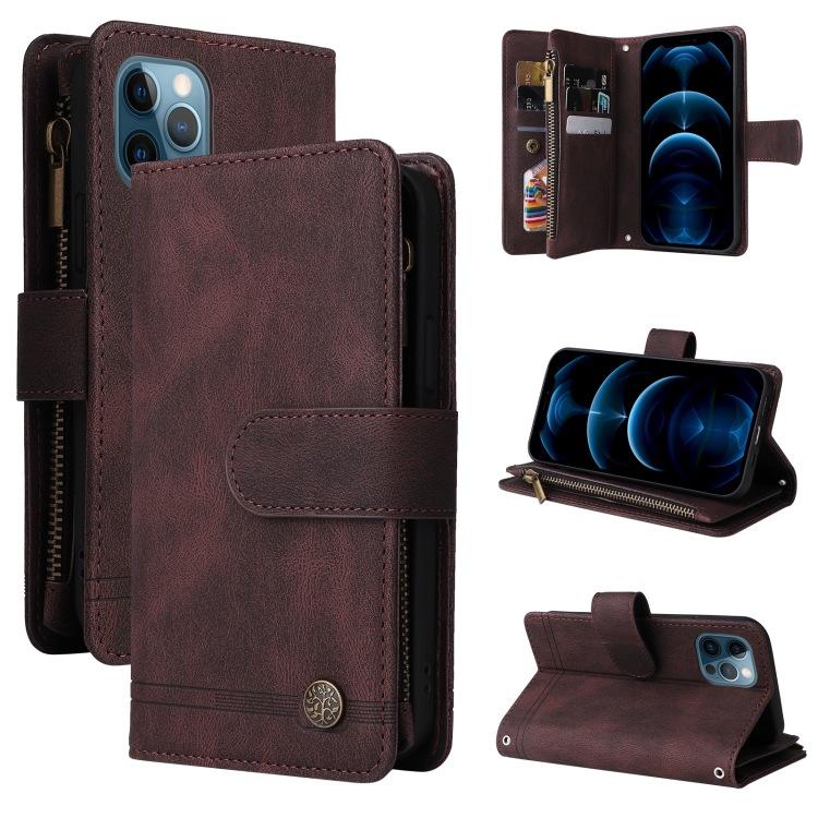 Applicable to iPhone17 leather case 16Pro Samsung S24 multi-card zipper wallet diagonal span leather case A05S matte solid color