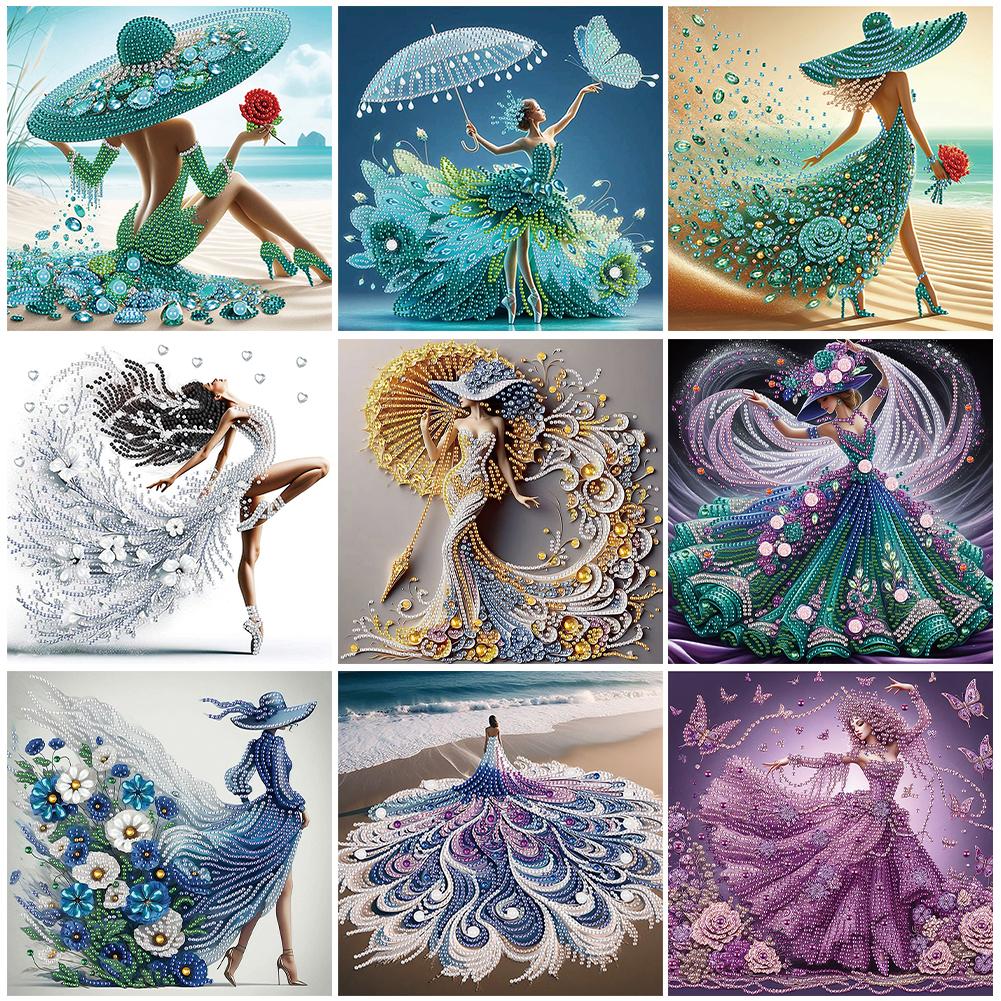 5D DIY Partial Special Shaped Drill Diamond Painting Kit Arts Ornament Beauty Girl Home Decoration Xmas Birthday Gifts 30x30cm