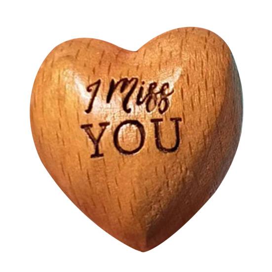 Coração de madeira bolso abraço token amor lembrete portátil lembrança mini coração amor