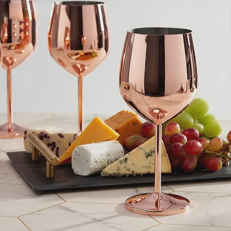 1/2pcs Stainless Steel Cocktail Glasses Red Wine Champagne Glass Drinkware Shatterproof Metal Cups For Home Bar Dinner Party