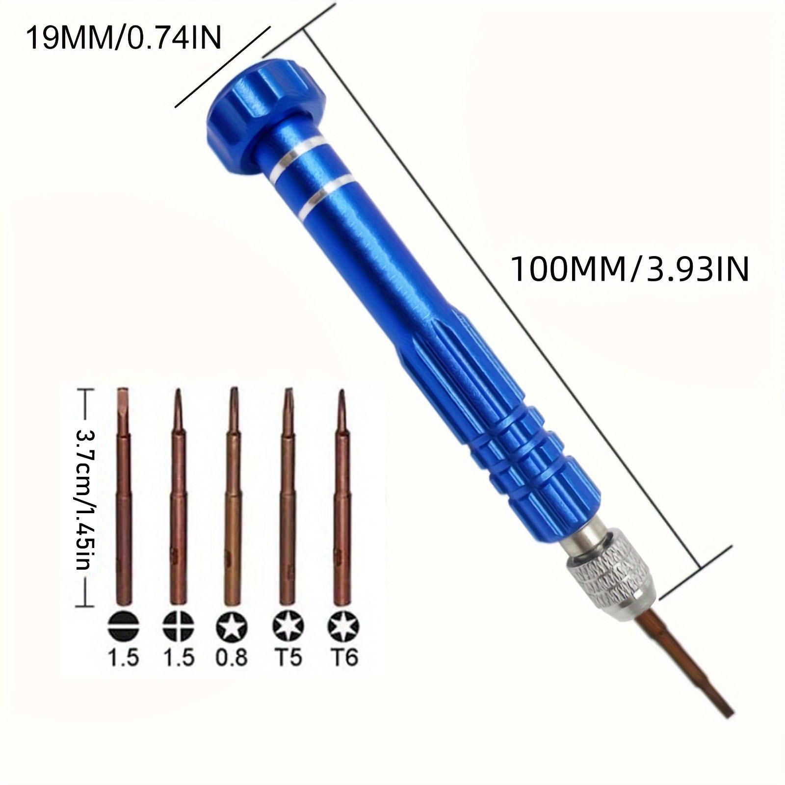 

Precision Screwdriver Set with 5 BitsAluminum Handle,Summer Phone Laptop Repair Tool for DIY,Electronics Maintenance Home Fixing синий