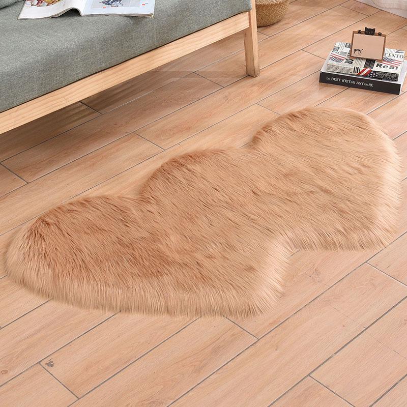 Simple Faux Wool Irregular Bedside Rug for Bedroom and Living Room