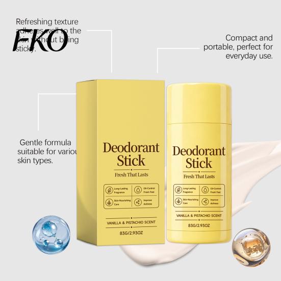 Hydrating Deodorant Stick 83G Vanilla & Pistachios Stick, Odor Protection Perfumed for Women Moisturizing Men, Long Lasting Fresh Scent Underarm Care