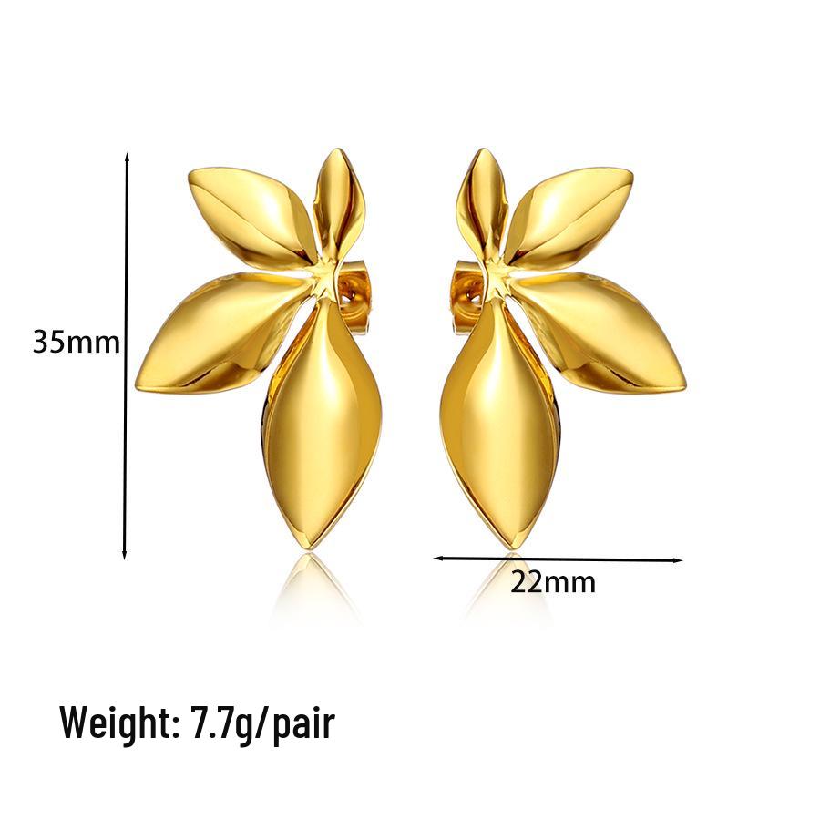 Retro Edelstahl Blumenstecker für Damen - Poliertes Unregelmäßiges Blütenblattdesign