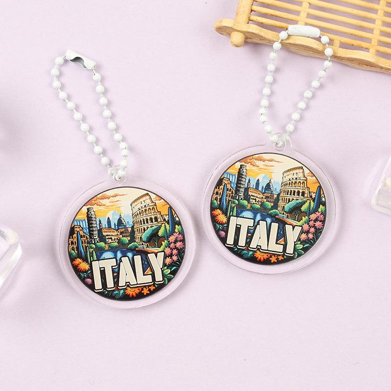 Iconic Landmark Acrylic Keychain Pendant - National Style Architecture Commemorative Souvenir