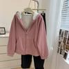 Women's Long Sleeve Zip Up Hoodie Loose Fit Office Style Cardigan Fleece Lined Sweatshirt Jacket