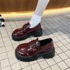 Platform black shoes women's 2025 spring new heightening retro British style jk small leather shoes with skirt single shoes