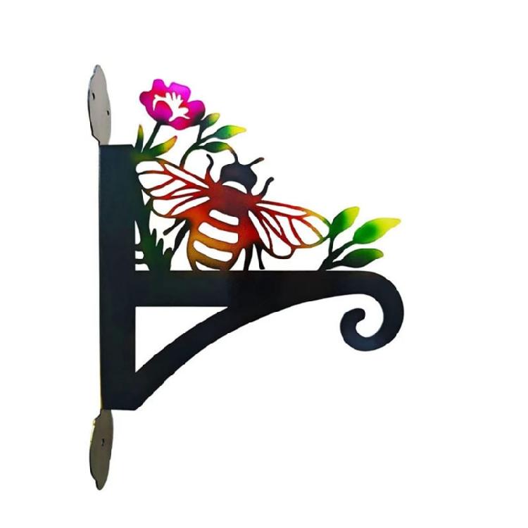 Wall Mount Plant Hanger Bracket With Bees Pattern Bird Feeder Lanterns Metal Hanging Hook For Garden Patios Decoration