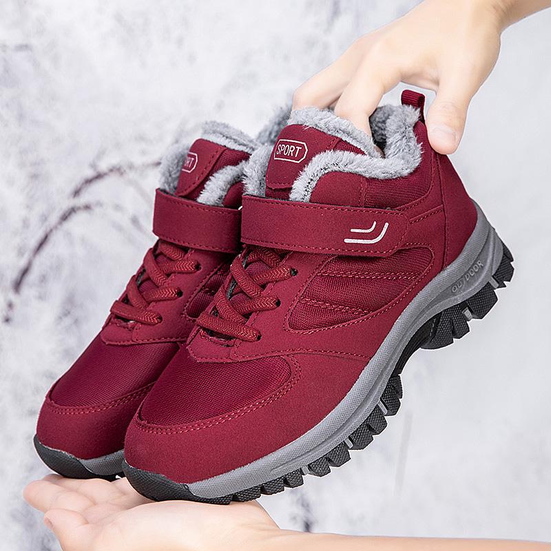 Женские хлопковые туфли плюс бархат теплые уличные спортивные прогулочные туфли кожаные — фото 3