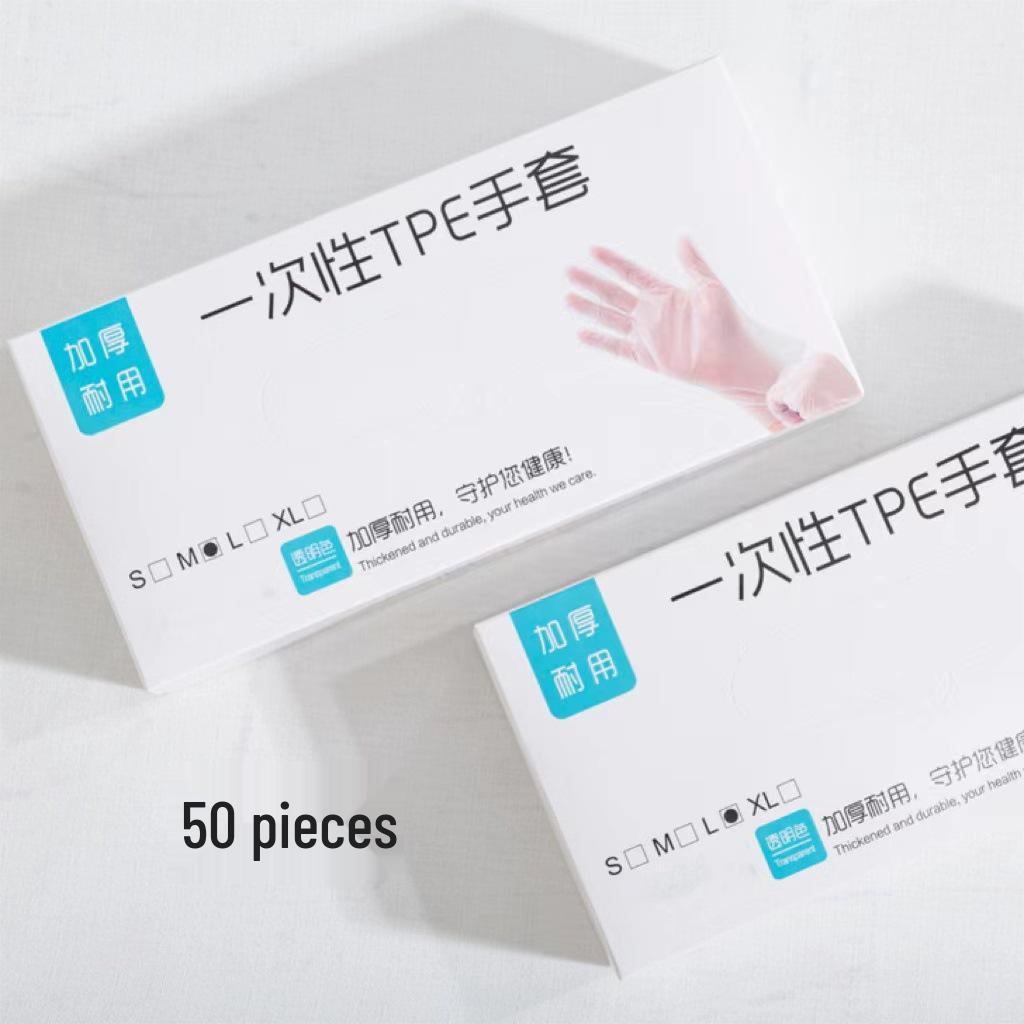 Transparent Thickened TPE Disposable Gloves, Food-Grade and Durable, Pull-Out Type for Household Use