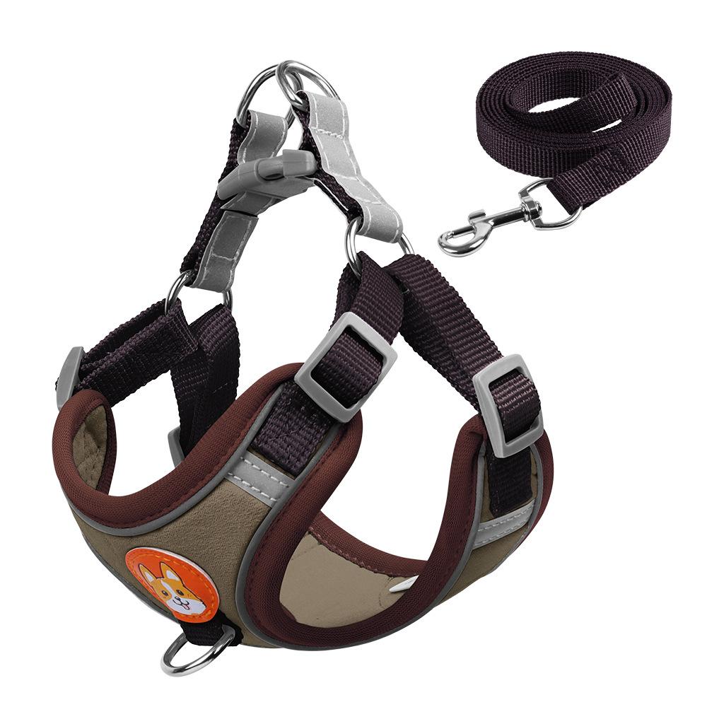 

Новый поводок для домашних животных в стиле жилета для домашних животных, плюшевый бишон, нагрудный ремень для маленьких собак, светоотражающий поводок для выгула собак XL