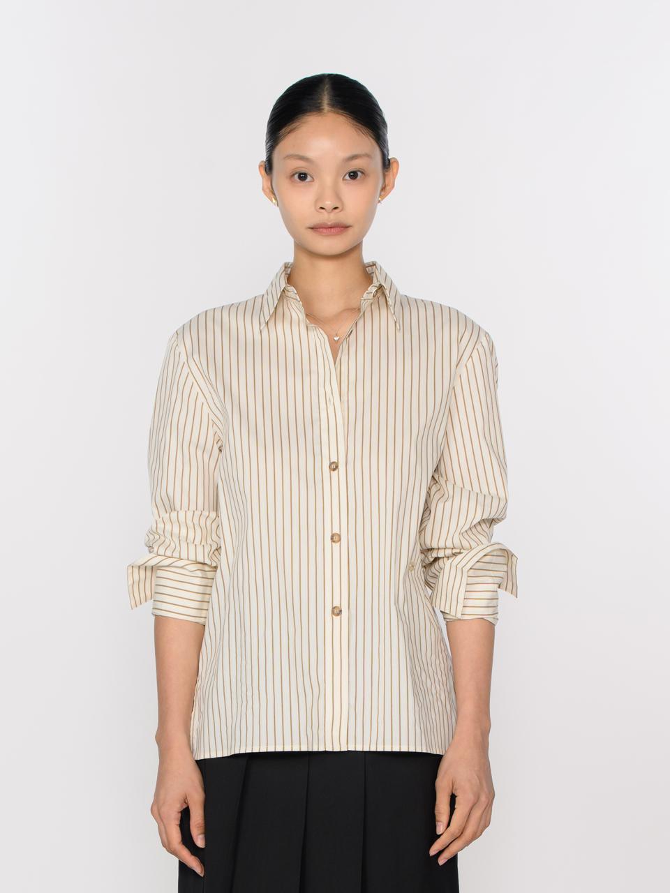 Tosae Striped Cuff Point Shirt Beige Beige/Free