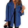 Chaqueta vaquera de moda para mujer, chaqueta informal de manga larga con botones y dobladillo fresado