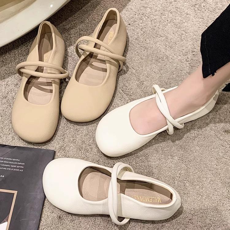 Mary Jane Single Shoes Women's 2025 Spring New Late Evening Breeze Gentle Shoes with Skirts Shallow Mouth Round Head Flat-soled Beanie Shoes