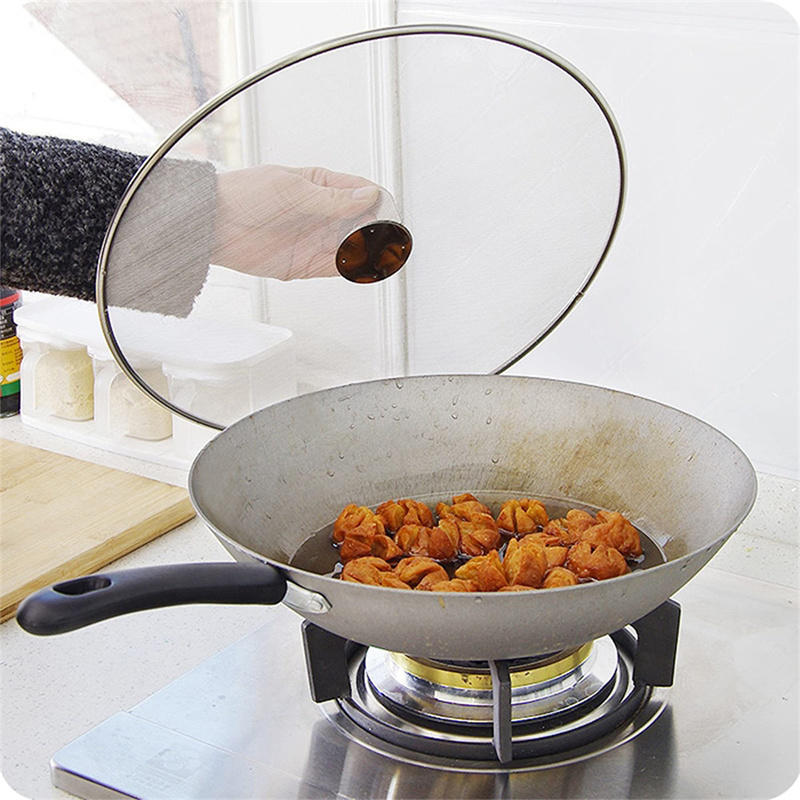 Stainless Steel Splatter Screen Mesh Pot Lid Cover Silver Oil Frying Pan Lid Cooking Tools Kitchen Gadgets Diameter 25/29/33cm