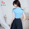 Flower love sea sexy underwear pure desire wind policewoman professional blue pleated short skirt cosplay uniform suit A155