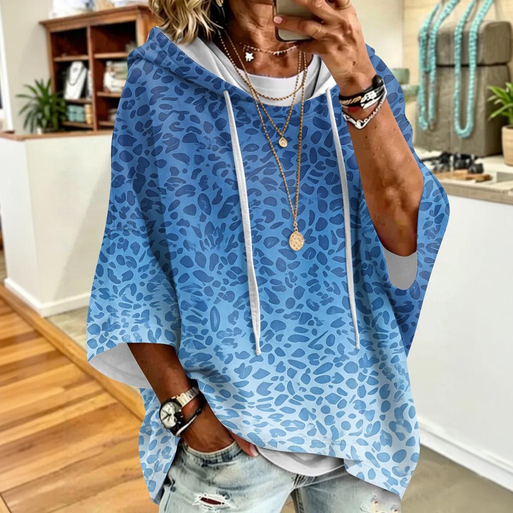 Women's Trendy Leopard Print Hooded Sweatshirt with Loose Fit Casual Top