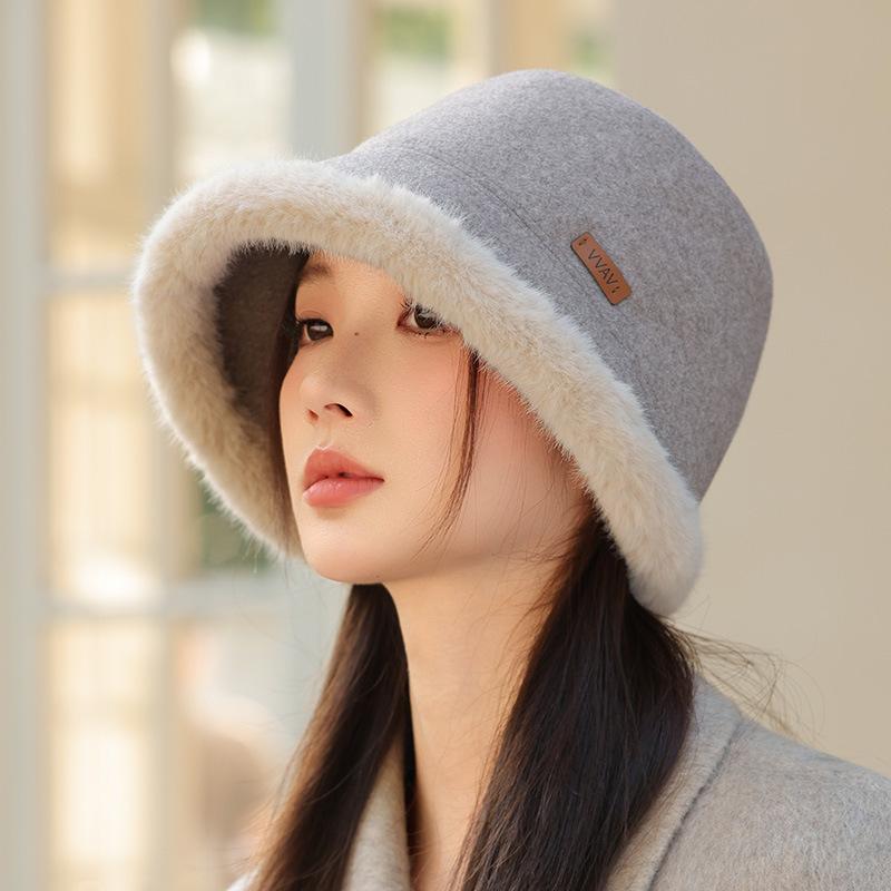 Winter Hat Women's Velvet Thickened Burr Bucket Hat Warm Bag Head Ear Protection Fashion Basin Hat