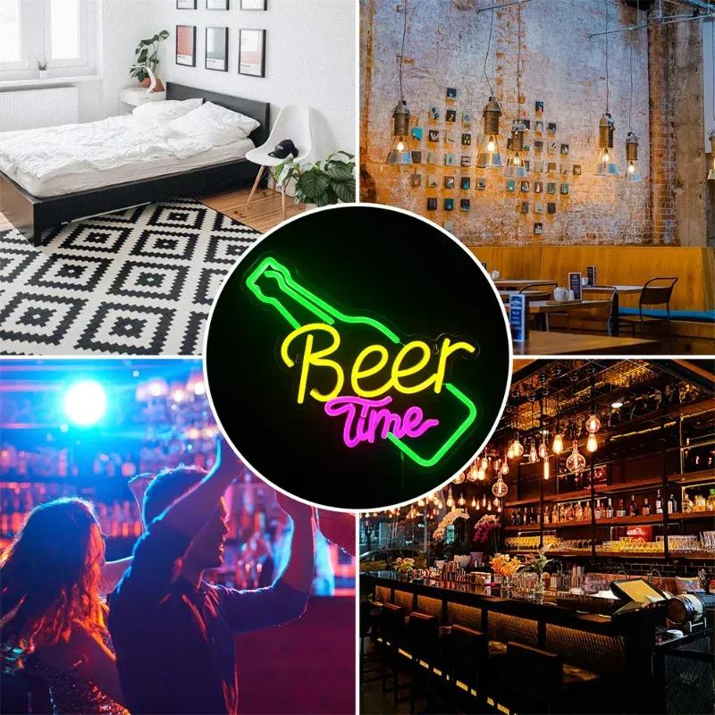 Beer Time Led Neon Sign Shop Bar Restaurant Hotel Decorative Light Neon Bedroom Wall Kitchen Personalized Decor Night Light USB