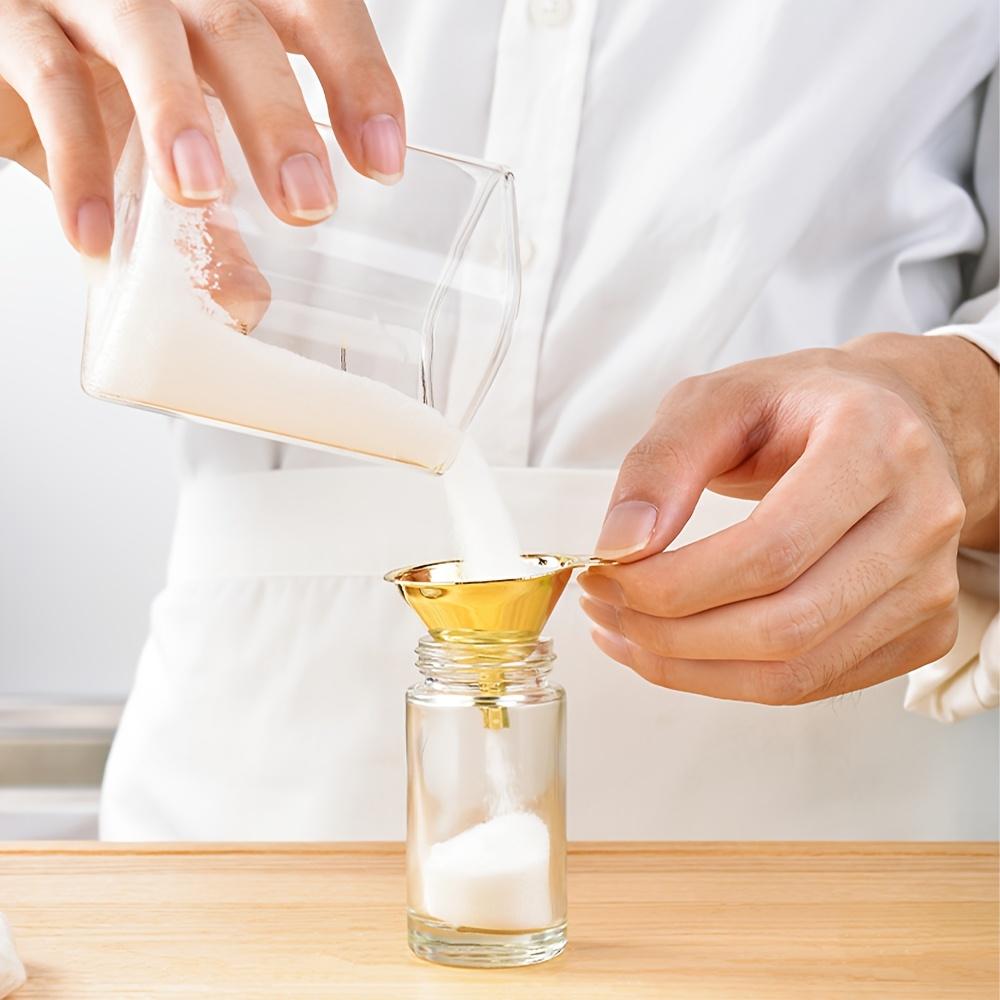 Gold-plated Stainless Steel Funnel Set for Essential Oils, Spices, Liquids, Kitchen Gadgets, Food Grade Bottles, Portable Funnel