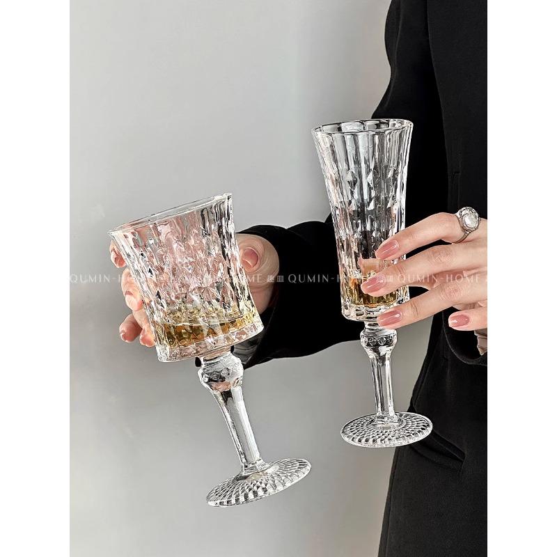

Бокал Qumin с бриллиантами на высоких ножках в европейском стиле, рельефный бокал для шампанского, бокал для иностранного вина, бокал для красного вина, высокоэстетичный бокал для сладкого вина