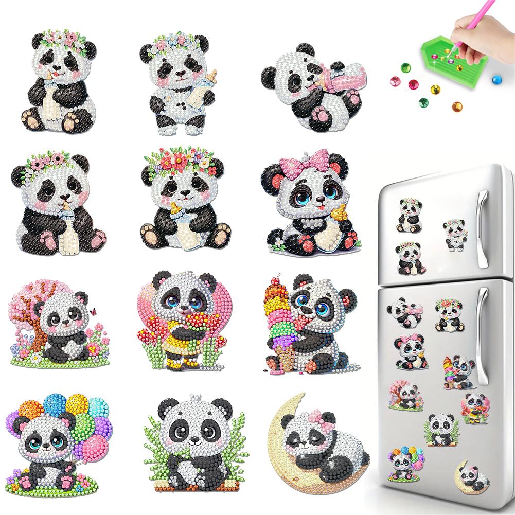12PCS 2D Flat DIY Diamond Painting Refrigerator Magnet Round Diamond Crystal Refrigerator Magnet Diamond Art Kits for Home Decor