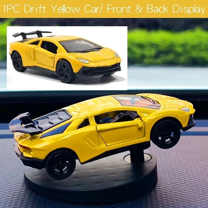 Mini Alloy Drift Car Model Simulation Sports Vehicle Decor for Car Interior 1:64 Scale Car Toy Ornament Collectible Gift