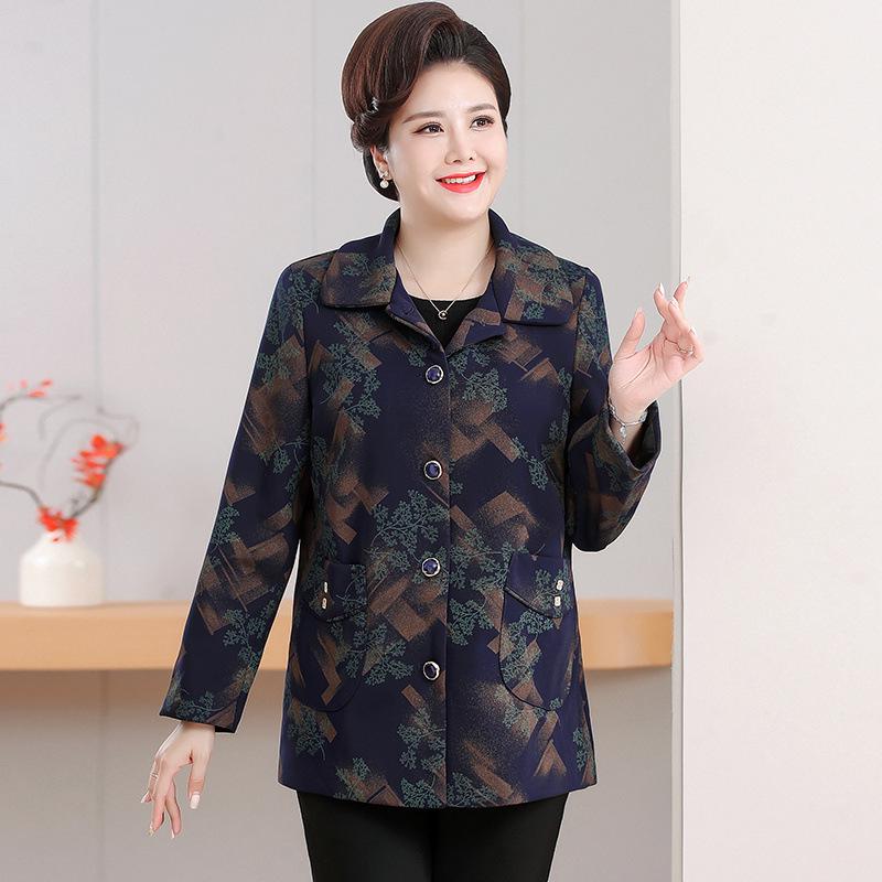 Grandma's Chic Lapel Jacket: Stylish Loose-Fit Outerwear for Middle-Aged & Elderly Women