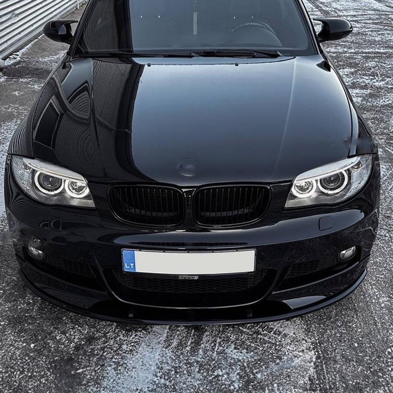 For BMW 1 Series E82 M Sport 2007-2013 Car Front Bumper Lip Splitter Diffuser Spoiler Protector Glossy Black Carbon Fiber Look
