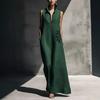 Women's V-Neck Dress with Nipped-In Waist Summer Dress Casual Loose Fit Dress Comfortable A-Line Silhouette Elegant Dress for Office Vacation Party