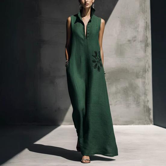 Women's V-Neck Dress with Nipped-In Waist Summer Dress Casual Loose Fit Dress Comfortable A-Line Silhouette Elegant Dress for Office Vacation Party