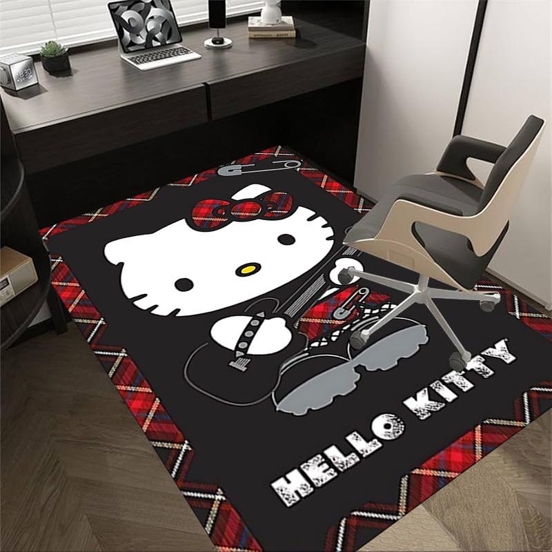 

1pc plaid pattern hello kitty Home Office, Durable Polyester Floor Mat with Easy, Office Decor, Urban Style, Nonslip Backing, Highquality Fabric 60cm by 90cm