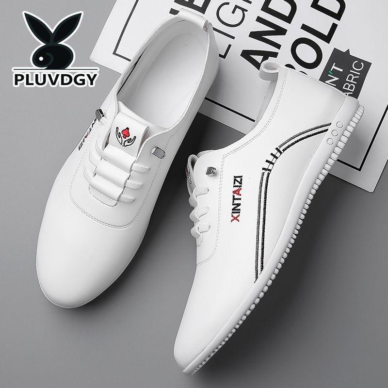 Men's leather shoes new breathable deodorant white casual shoes soft sole soft surface leather shoes men