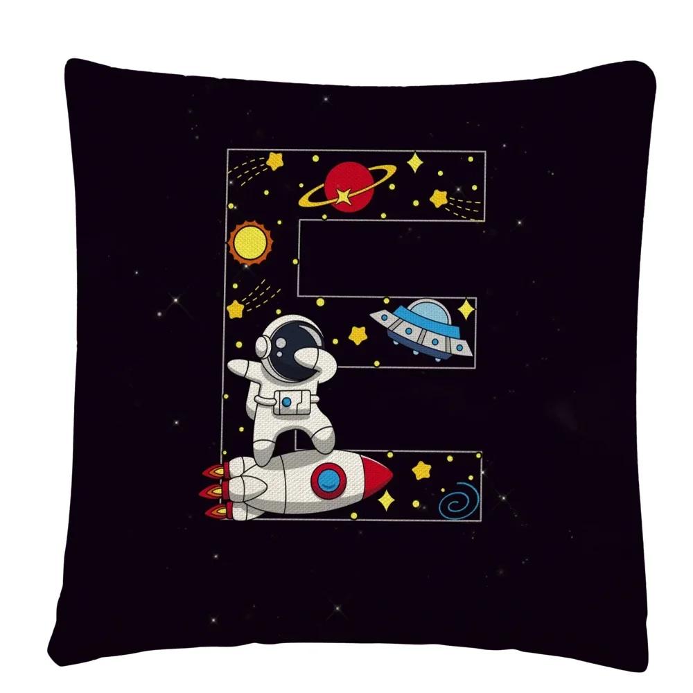 Astronaut Letter Cartoon Pattern Cushion Cover Pillowcase Home Sofa Car Decorative