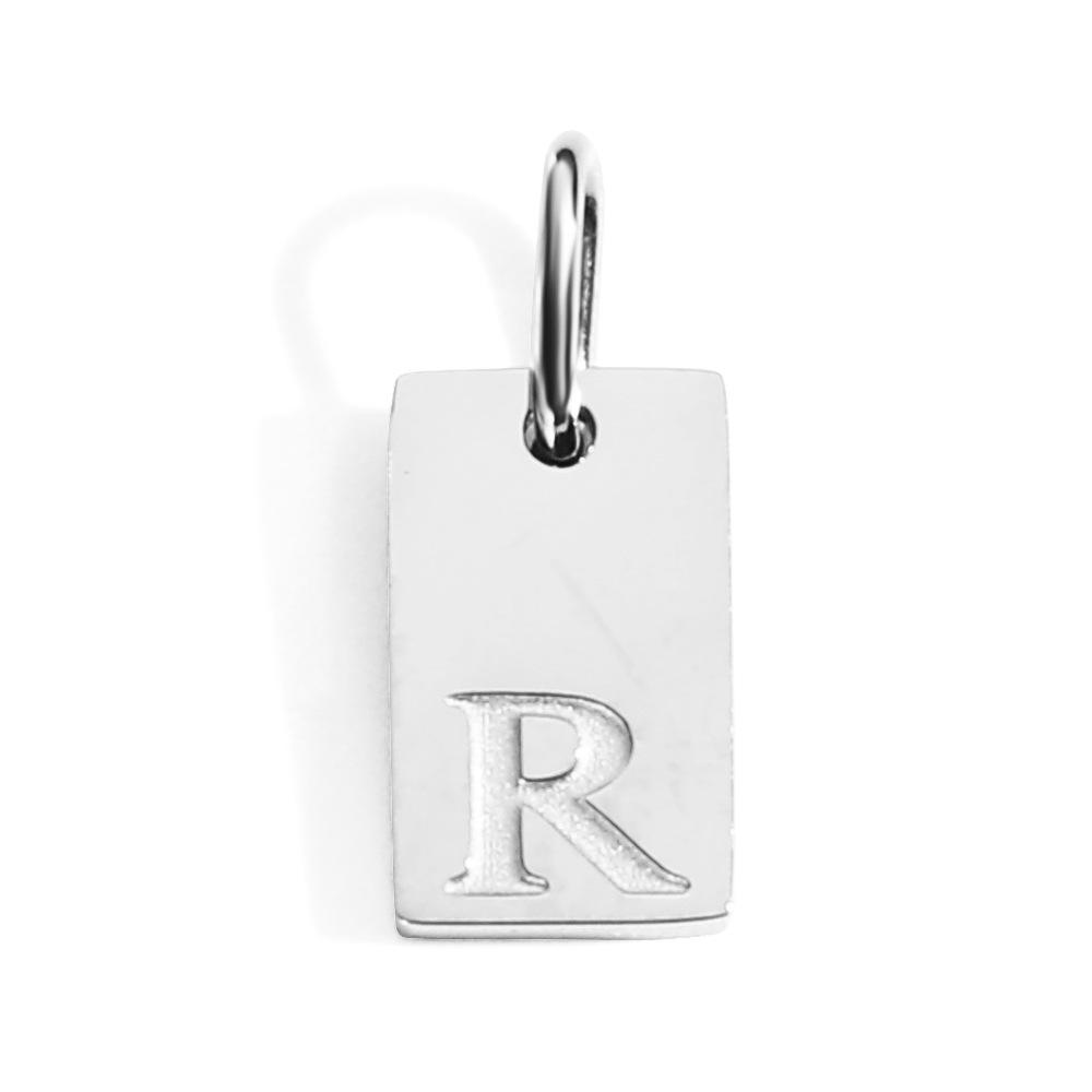 CARLIDANA Minimalist Letter Initial Jewelry Women Stainless Steel Gold Plated Rectangle Silver Color Alphabet Pendant Charm