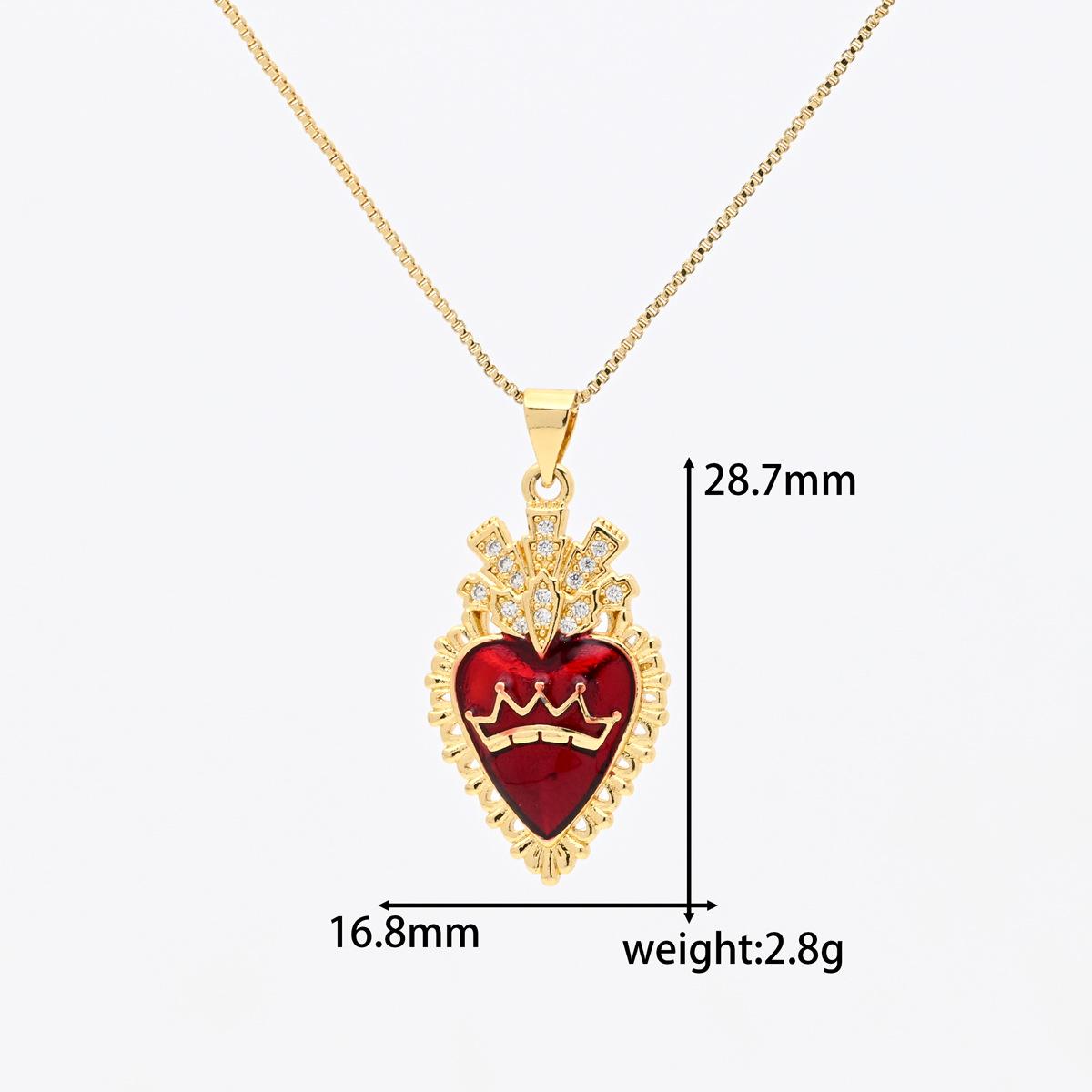 Retro Gothic Skull & Heart Cross Pendant Necklace in Gold-tone Copper Pendant only