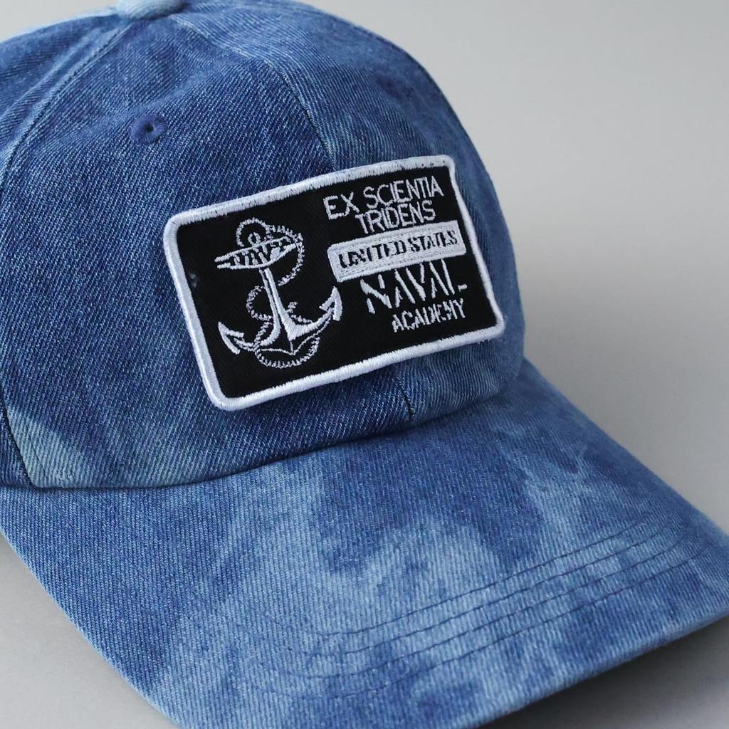 Military Fade Denim Low Cap Embroidered Hat American Casual Summer Baseball Cap Indigo 068 [Avirex] Men's MA-1