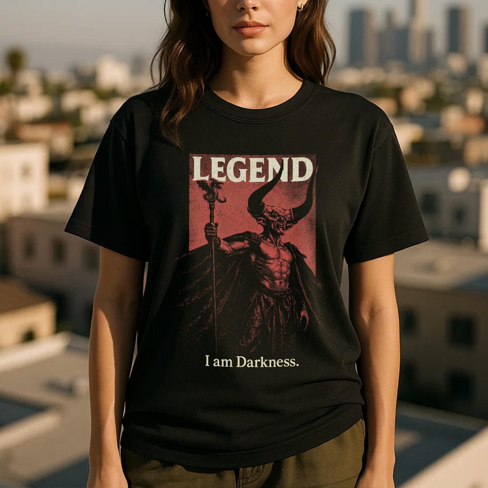 Legend TShirt, I Am Darkness Tee, 80s Fantasy Movie Cotton Shirt L