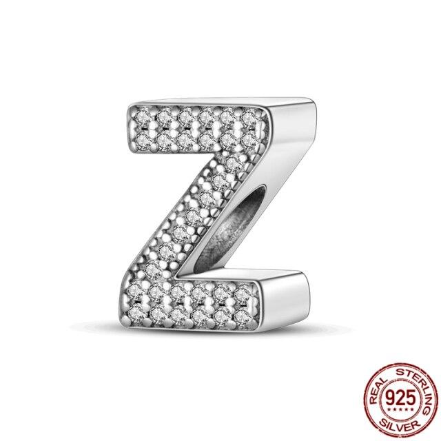 100% Real 925 Sterling Silver Letter Alphabet A-Z Charm Name Bead Fit  Bracelet Pendant Jewelry