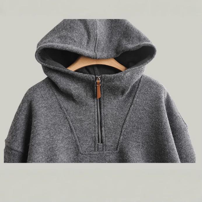 Women's Plus Velvet Thickened Hooded Sweatshirt - Autumn/Winter Casual Loose Slimming Fleece Top