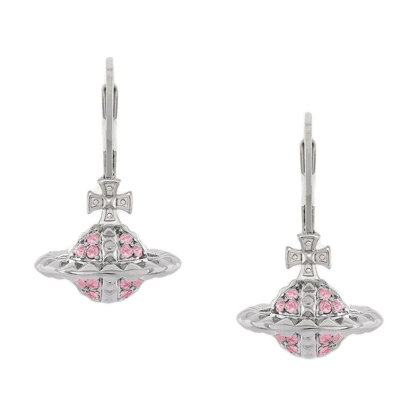 

Vivienne Westwood Mayfair Small Orb 3D Sphere Design Earrings Women earrings Rhodium Light-Rose-Crystal 6202015Z-02W190 Basic Packaging-Dust Bag+Box