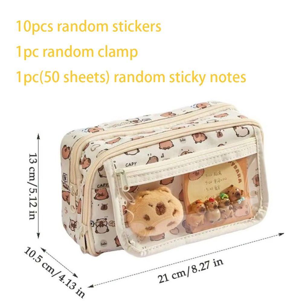 Large Capacity Pen Bag Multifunctional Pencil Case Creative Capybara Stationery Bag  Student Gift