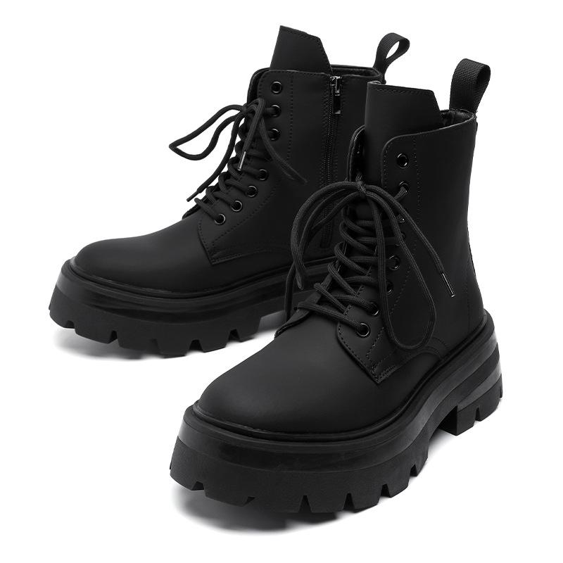 Martin boots men's thick-soled heightening leather shoes 2024 new leather boots medium-top derby boots 3320-R