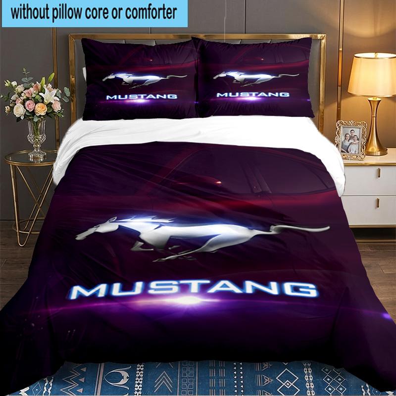 3PCS Mustang Bedding Set,Including 1pc Duvet Cover And 2pcs Pillowcases Perfect for Bedroom, Dormitory, Large Size Fan Christmas Gift