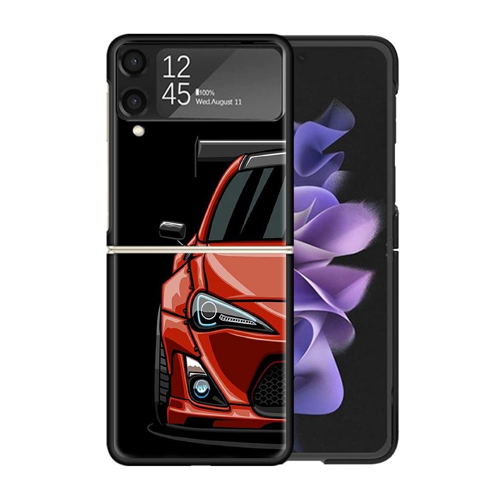 JDM Tokyo Drift Sports Car Male Men Clear Phone Case For Samsung Z Flip 7 6 5 4 3 Galaxy ZFlip7 ZFlip6 ZFlip5 ZFlip4 ZFlip3 5G P
