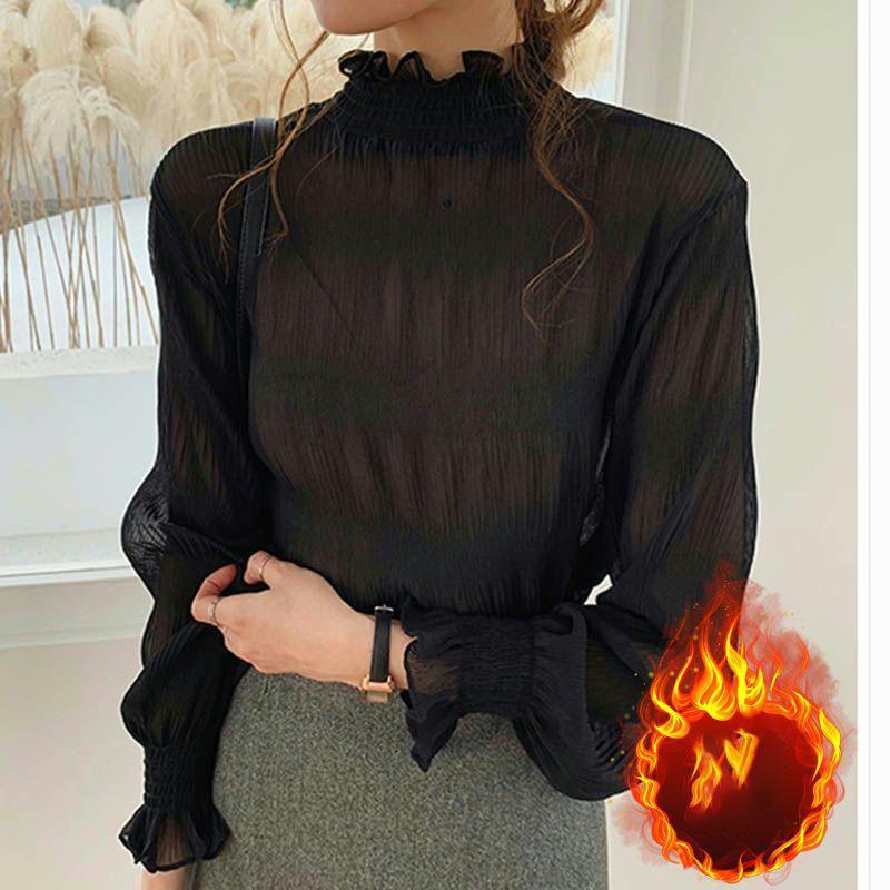 Women's Spring Autumn Lace Bottoming Shirts Female Solid Loose Shirt Tops Ladies Turtleneck Long Sleeve Popular Blouses