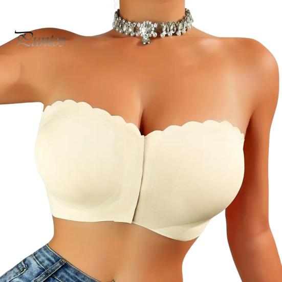 

Бюстгальтеры без бретелек для женщин, беспроводная застежка спереди, бюстгальтер-бандо, бесшовный пуш-ап, бюстгальтер-бралетты, собирающийся в сборку S абрикосовый