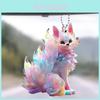 Colorful Cartoon Fox Acrylic Pendant For Car Interior Mirror Decoration Backpack Keychain