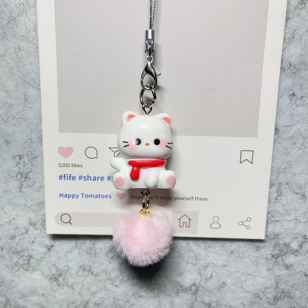 3D Cartoon Kitten Phone Charm, Cute Resin Keychain, Student Bag Pendant, Couple or Best Friend Gift