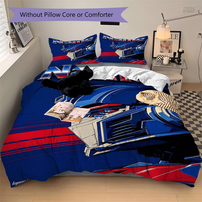 Custom Name Optimus Prime Bedding 3 Piece Set HD Print Duvet Cover Pillowcases for Teens Adult Bedroom Decoration Christmas Gift